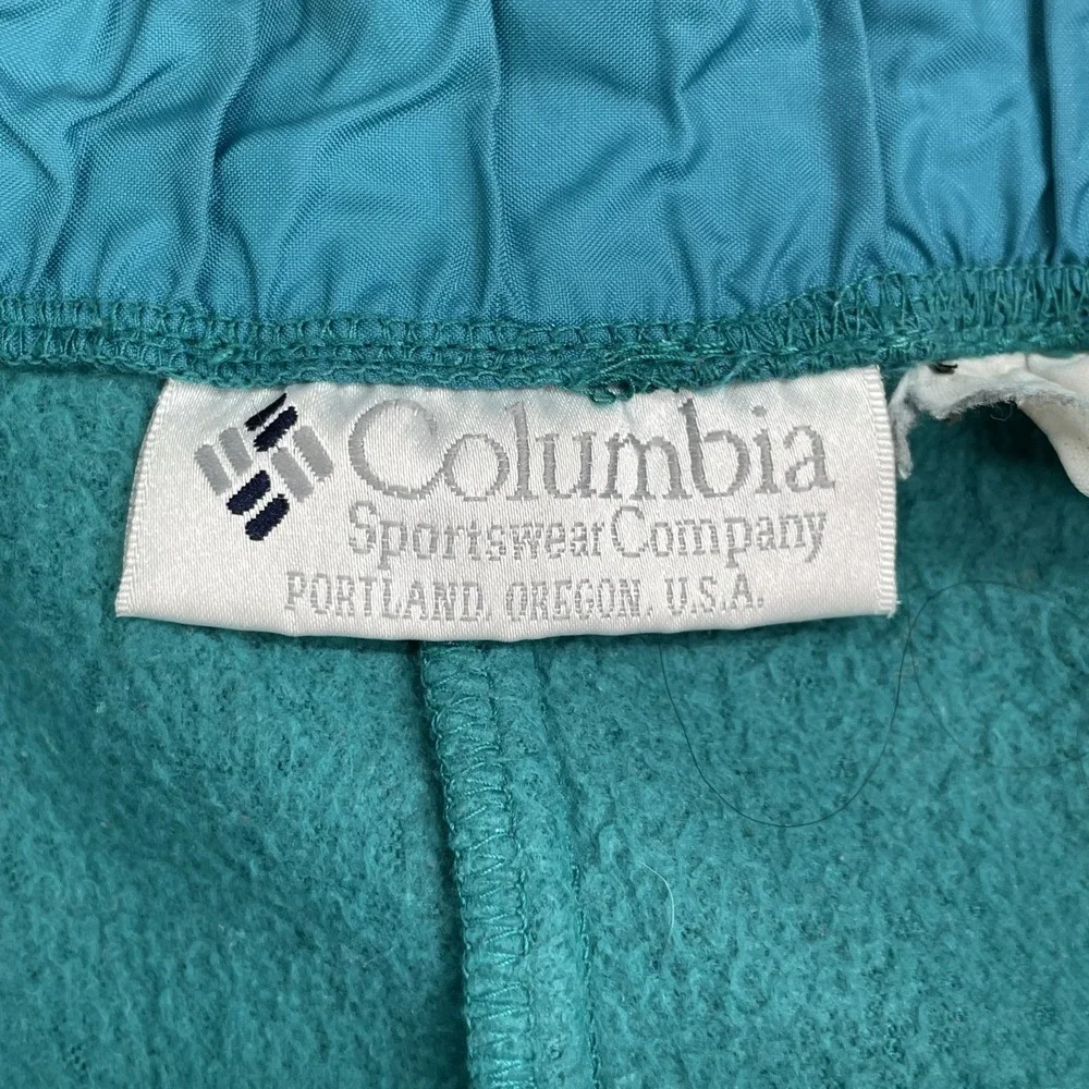 VTG Columbia Fleece Jogger Unisex 33x30* Teal Retro Gorpcore Athletic 90s Hiking